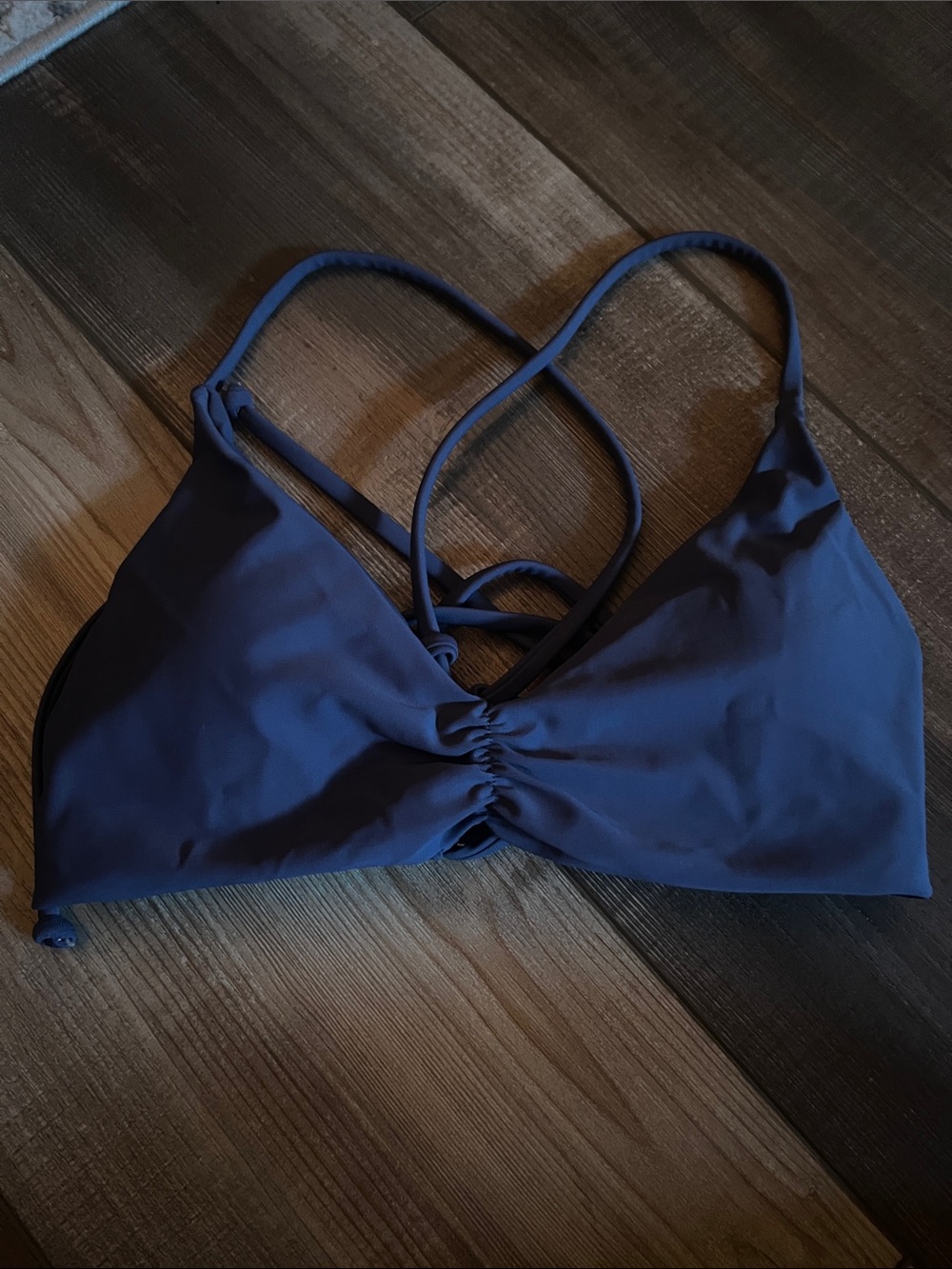 UNWORN Women’s Strappy Swim Top - Navy Blue